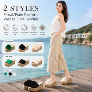 Slippers women's summer fashion slope heel Korean thick-soled super high-heeled sponge cake waterproof table flower straight-shaped women's sandals