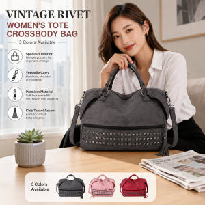 2022 Women's Bag New Arrival Big Bag European and American Fashion Bogie Bag Rivet Women's Retro Portable Shoulder Crossbody Bag Trendy Bag