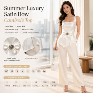 Summer Light Luxury Satin Bow Waist Cinch Camisole