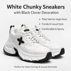 White Lace-up Dad Sneakers