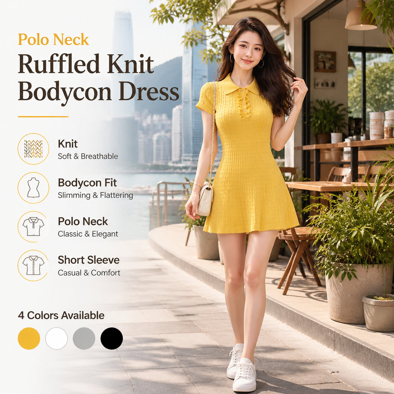 Women's Slim Knit Polo Dress