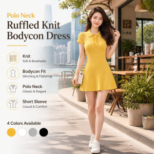 Women's Slim Knit Polo Dress