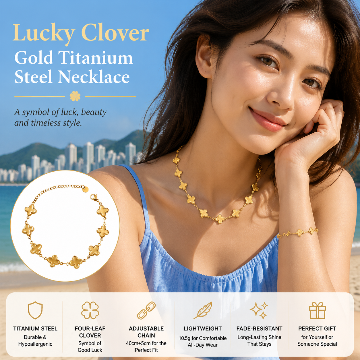 Four Leaf Clover Titanium Steel Necklace