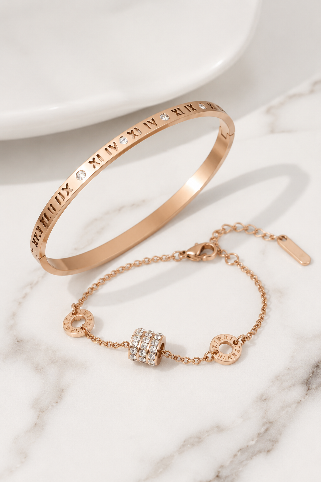 Roman Titanium Steel Bangle Set