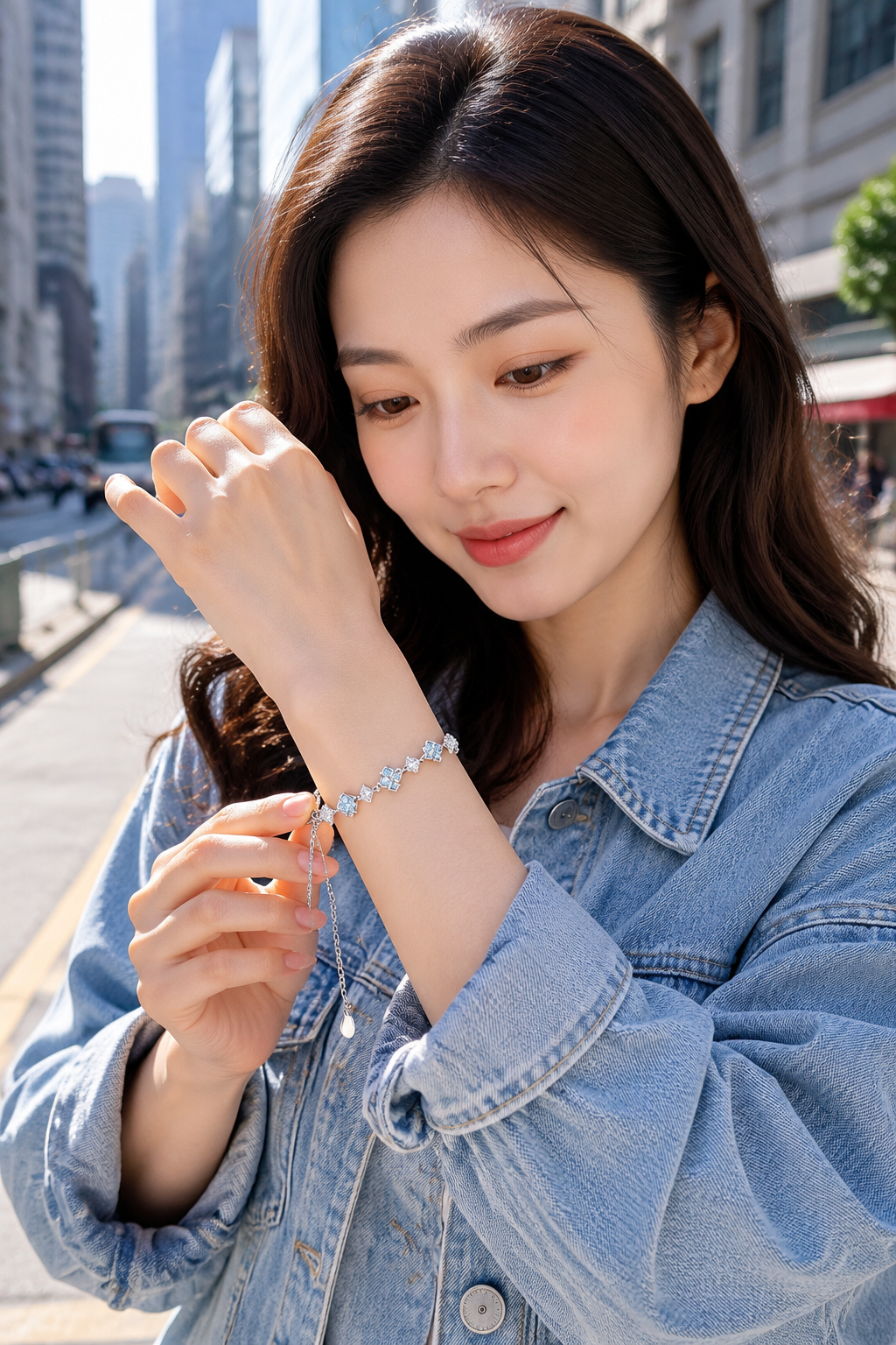 Glowing Clover Enamel Bracelet