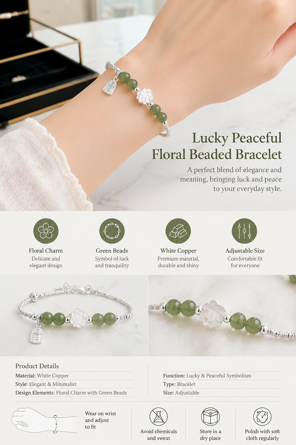 Women's Beaded Floral Bracelet