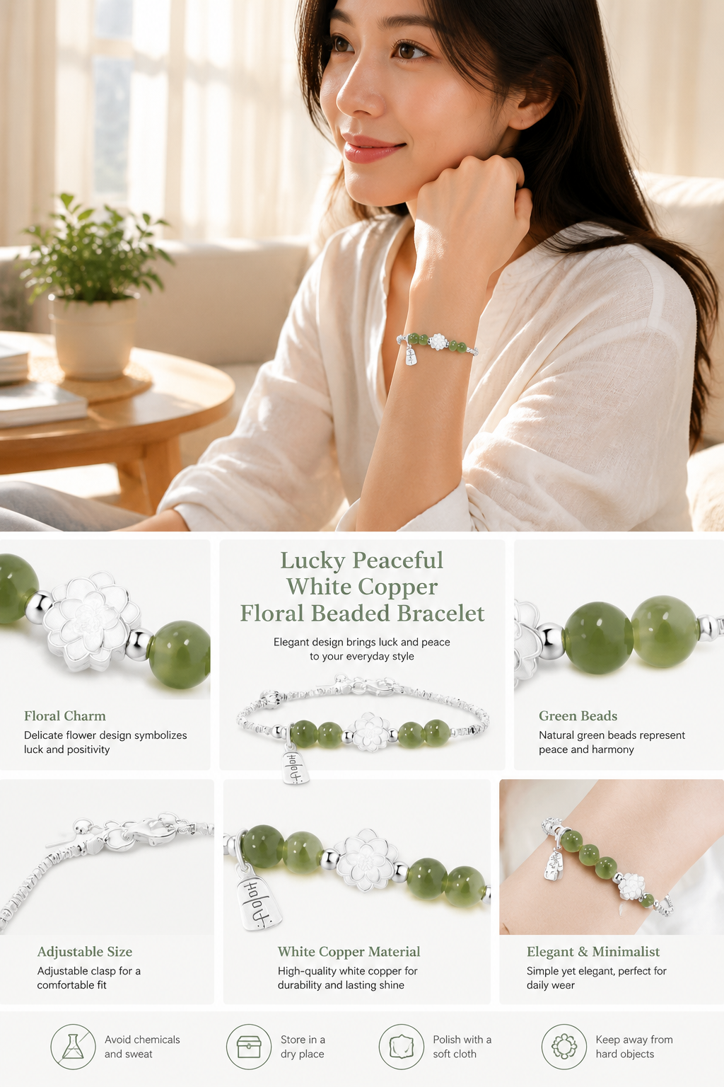 Women's Beaded Floral Bracelet