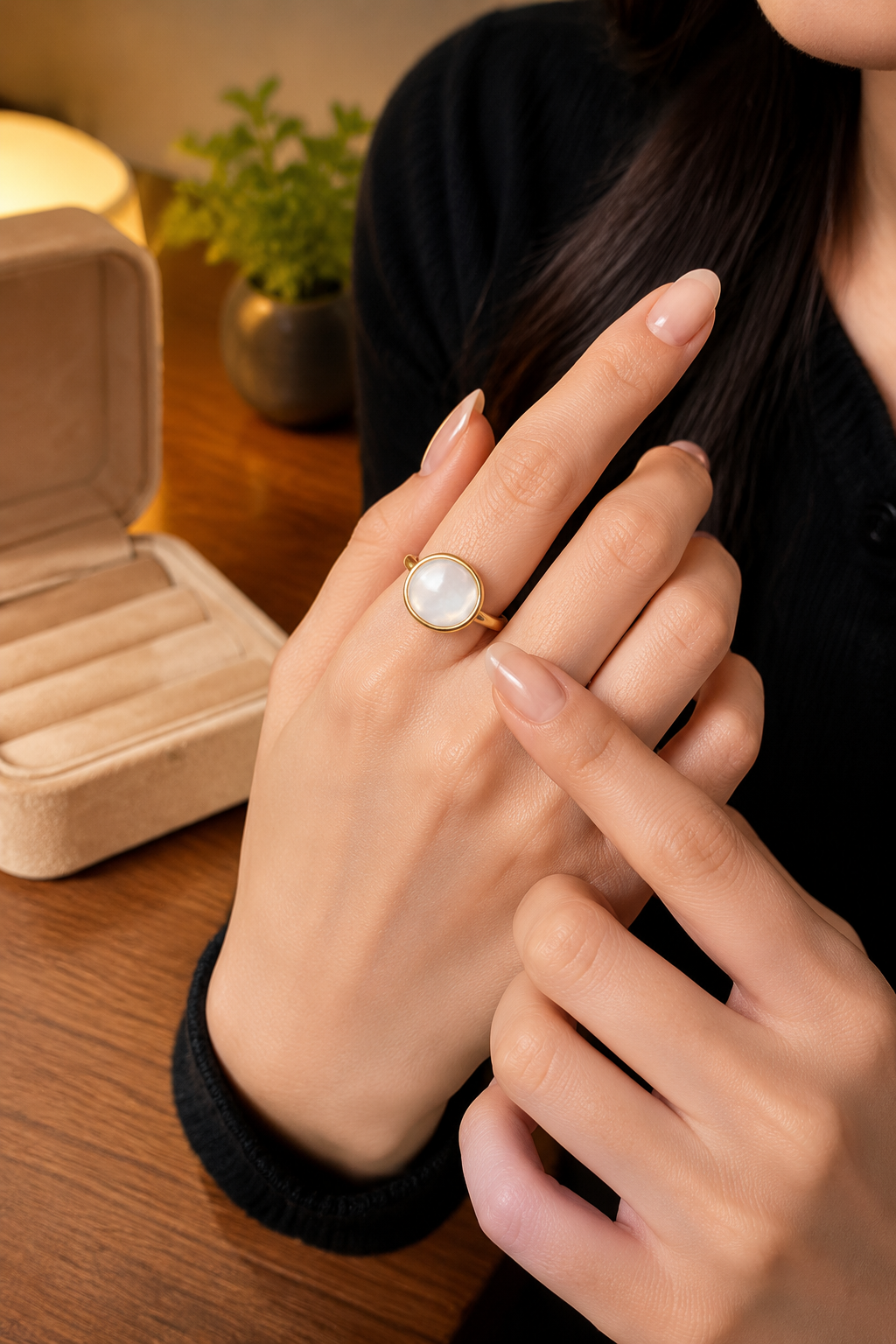 Vintage Shell Titanium Steel Ladies Ring