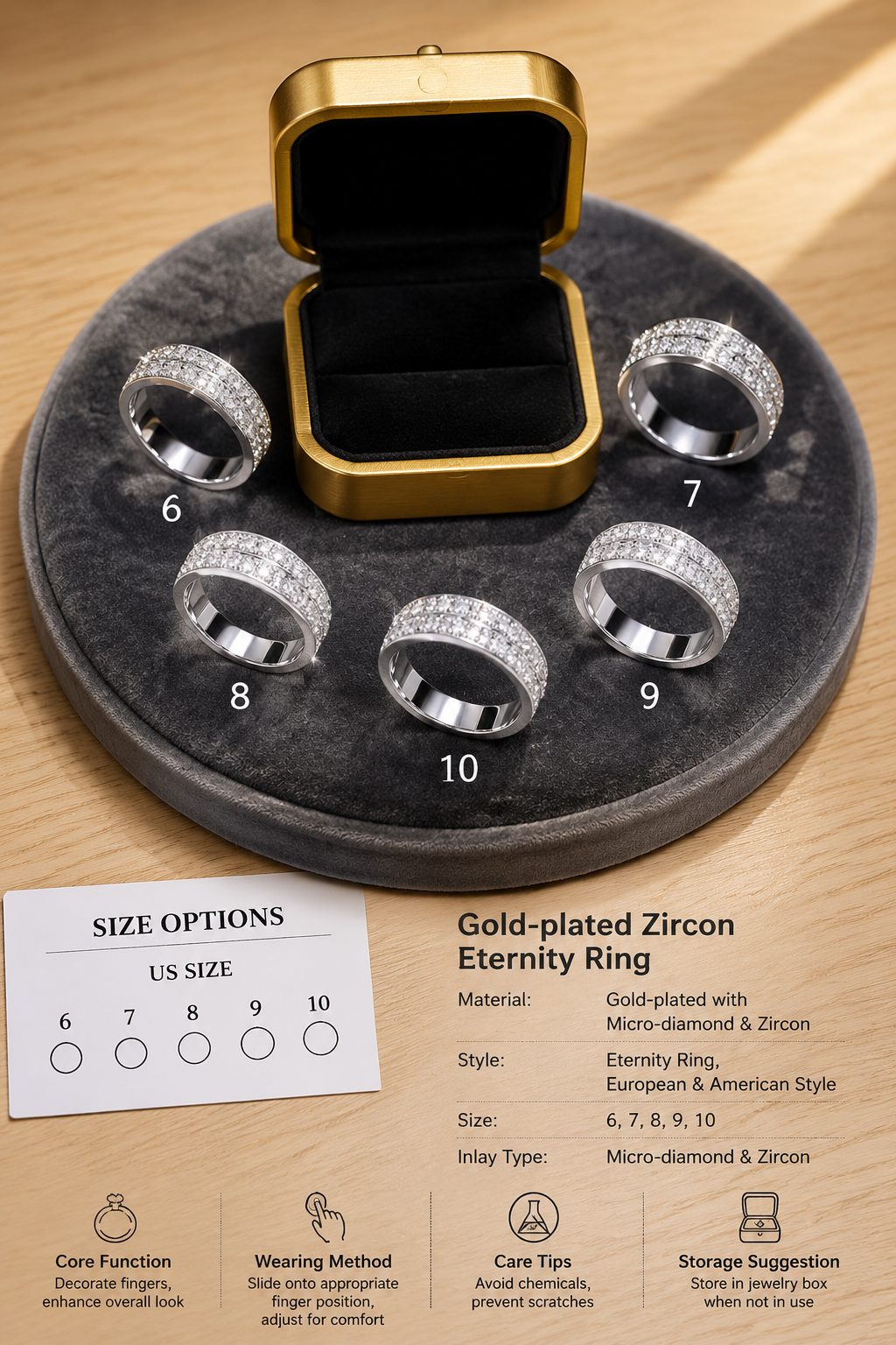Gold-plated Micro Zircon Ring