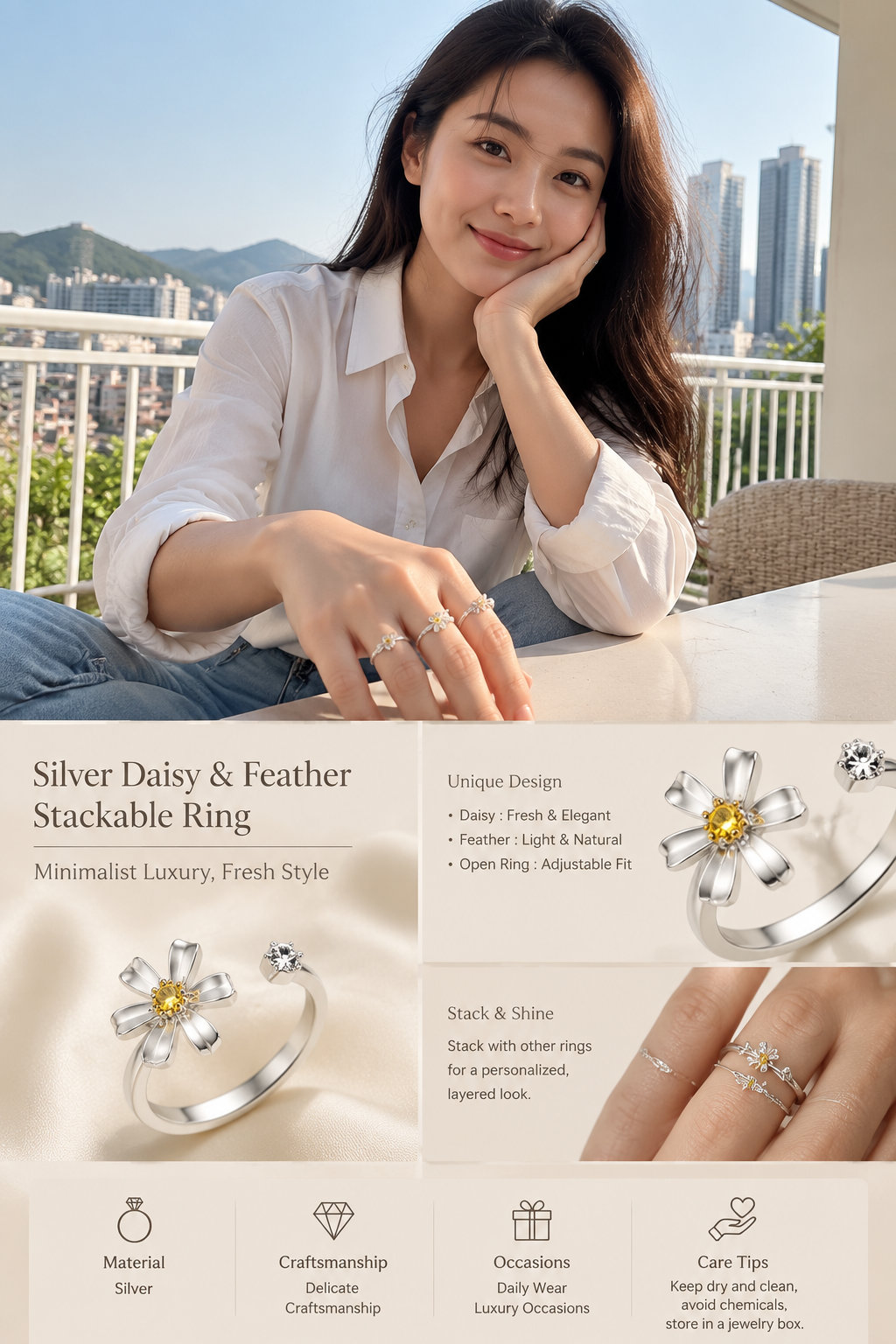 Minimalist Silver Women's Ring