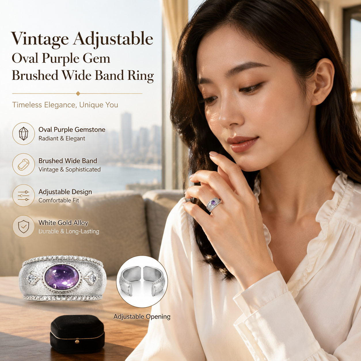 Vintage Oval Purple Gem Ring
