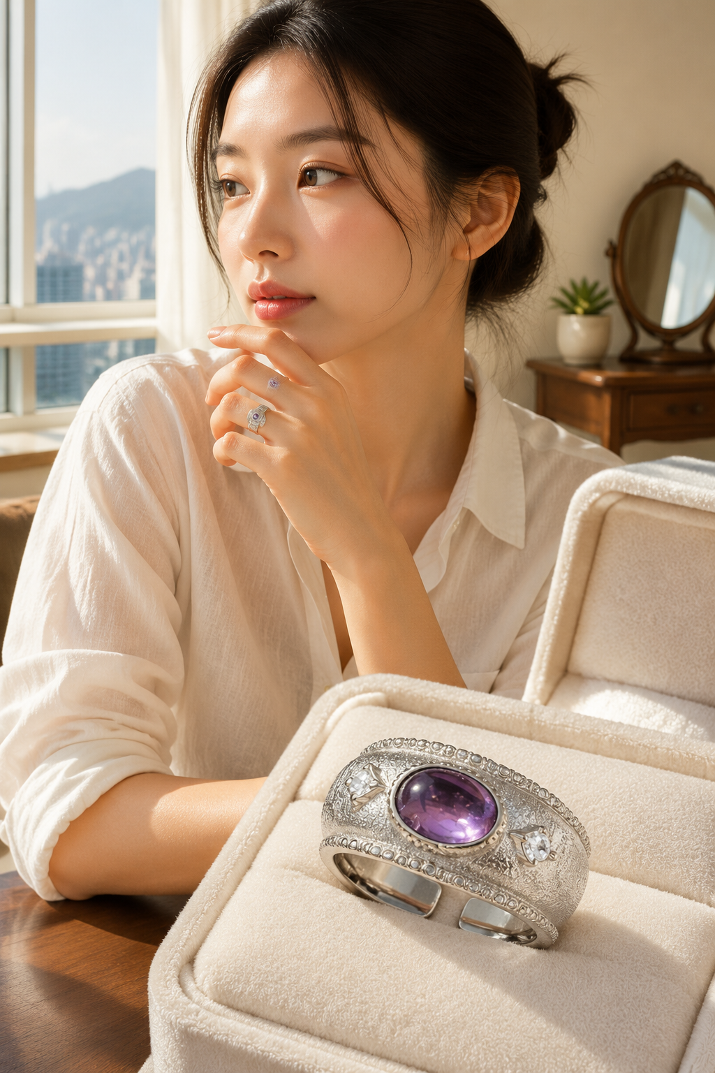 Vintage Oval Purple Gem Ring