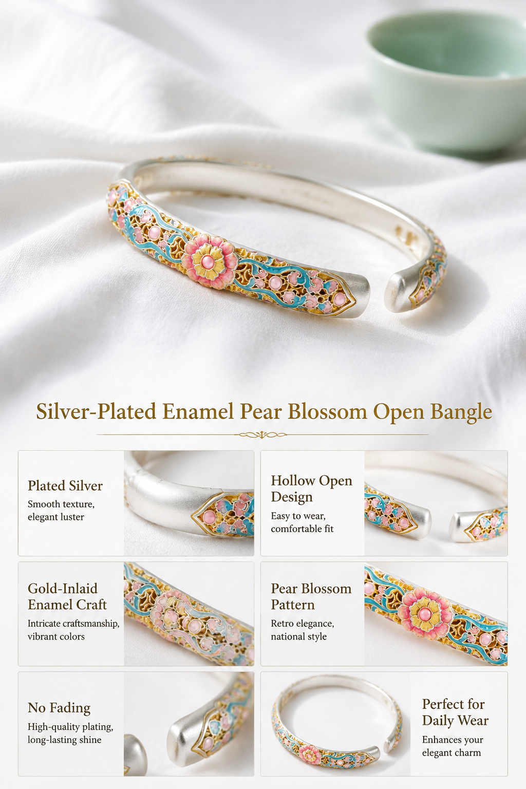 Plated Silver Enamel Bracelet