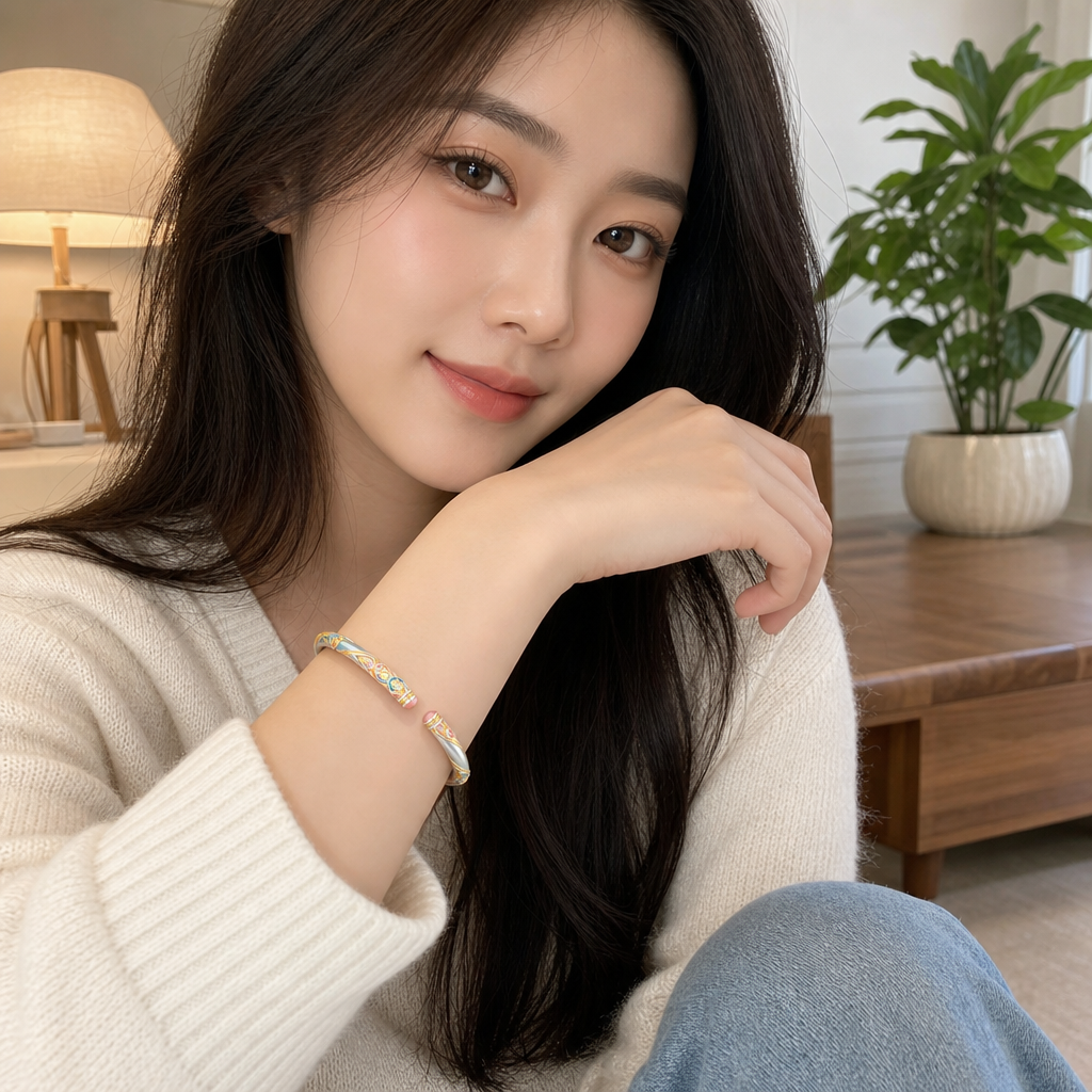 Silver Plated Chinese Bangle