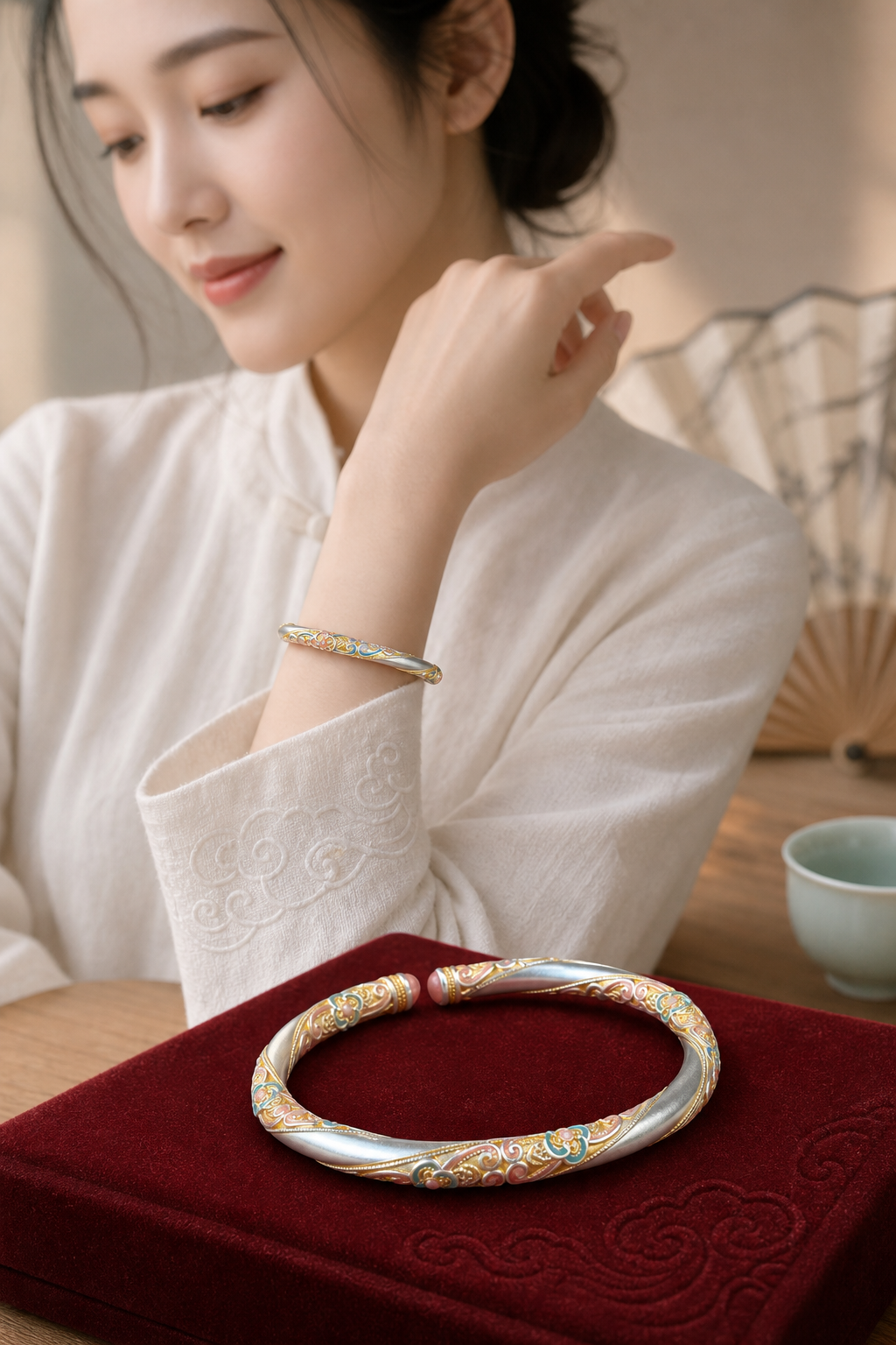 Silver Plated Chinese Bangle