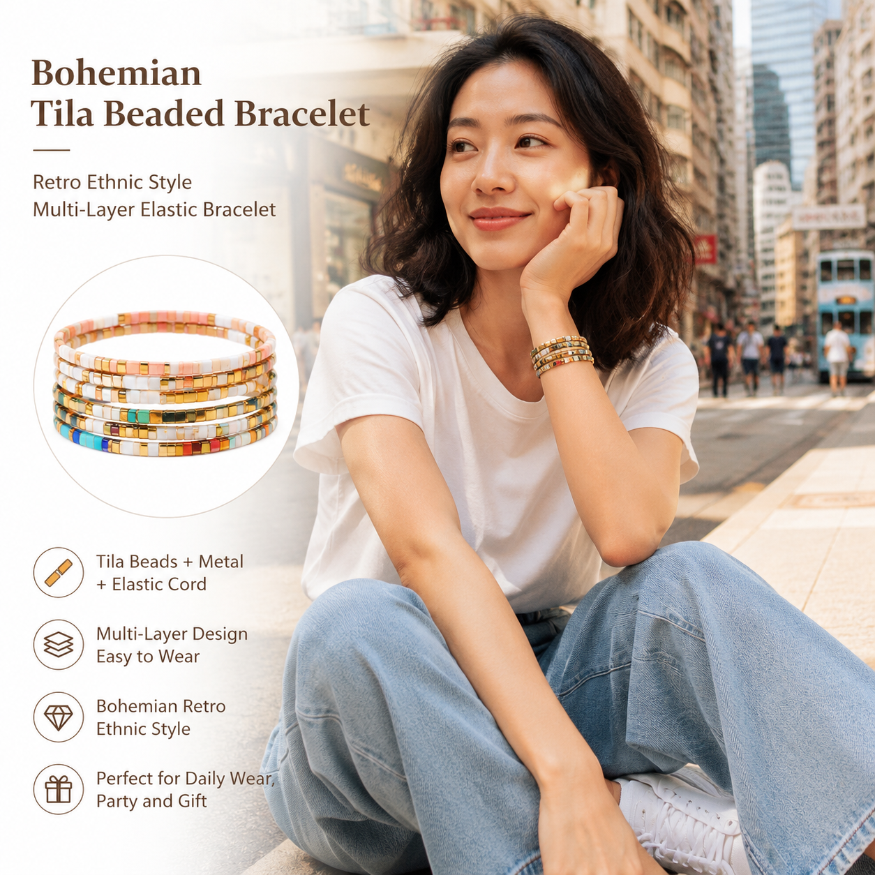 Boho Layered Beaded Bracelet