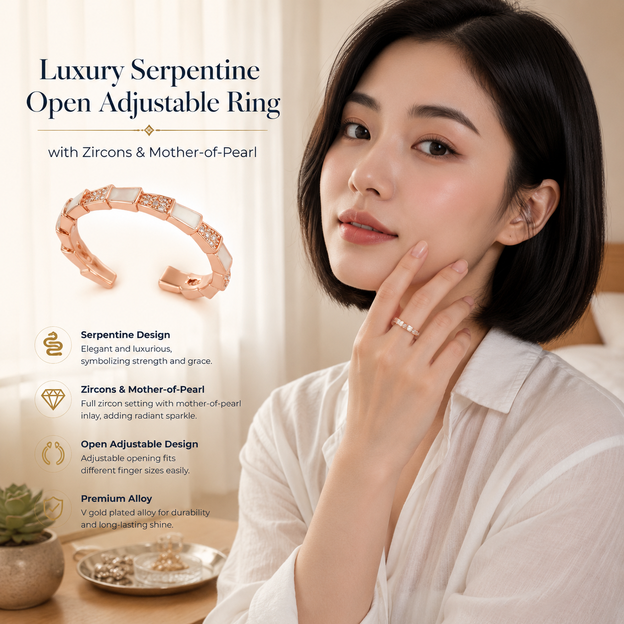 Snake Design Adjustable Ring