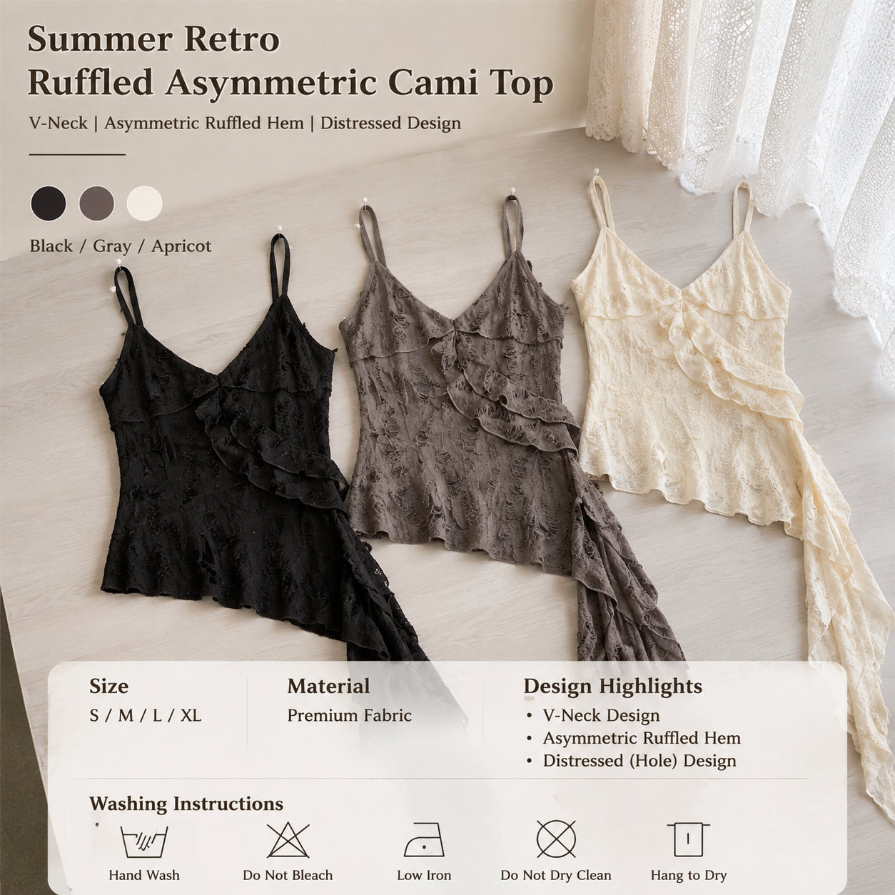 Women's V-Neck Ruffled Cami Top