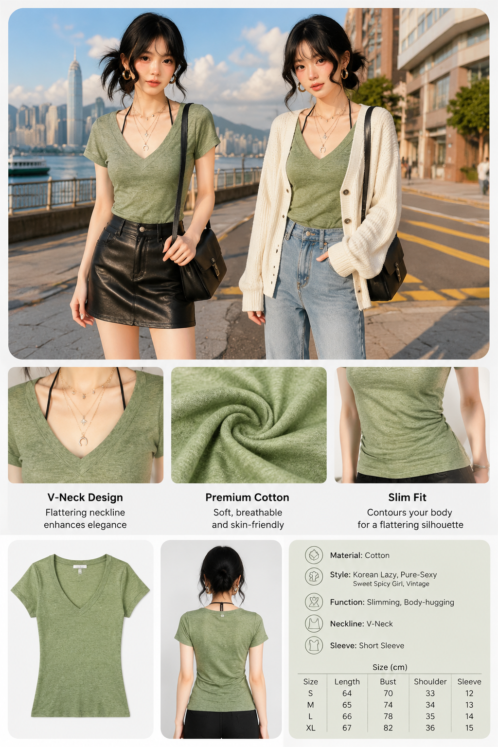 Korean V-neck Slim Tee