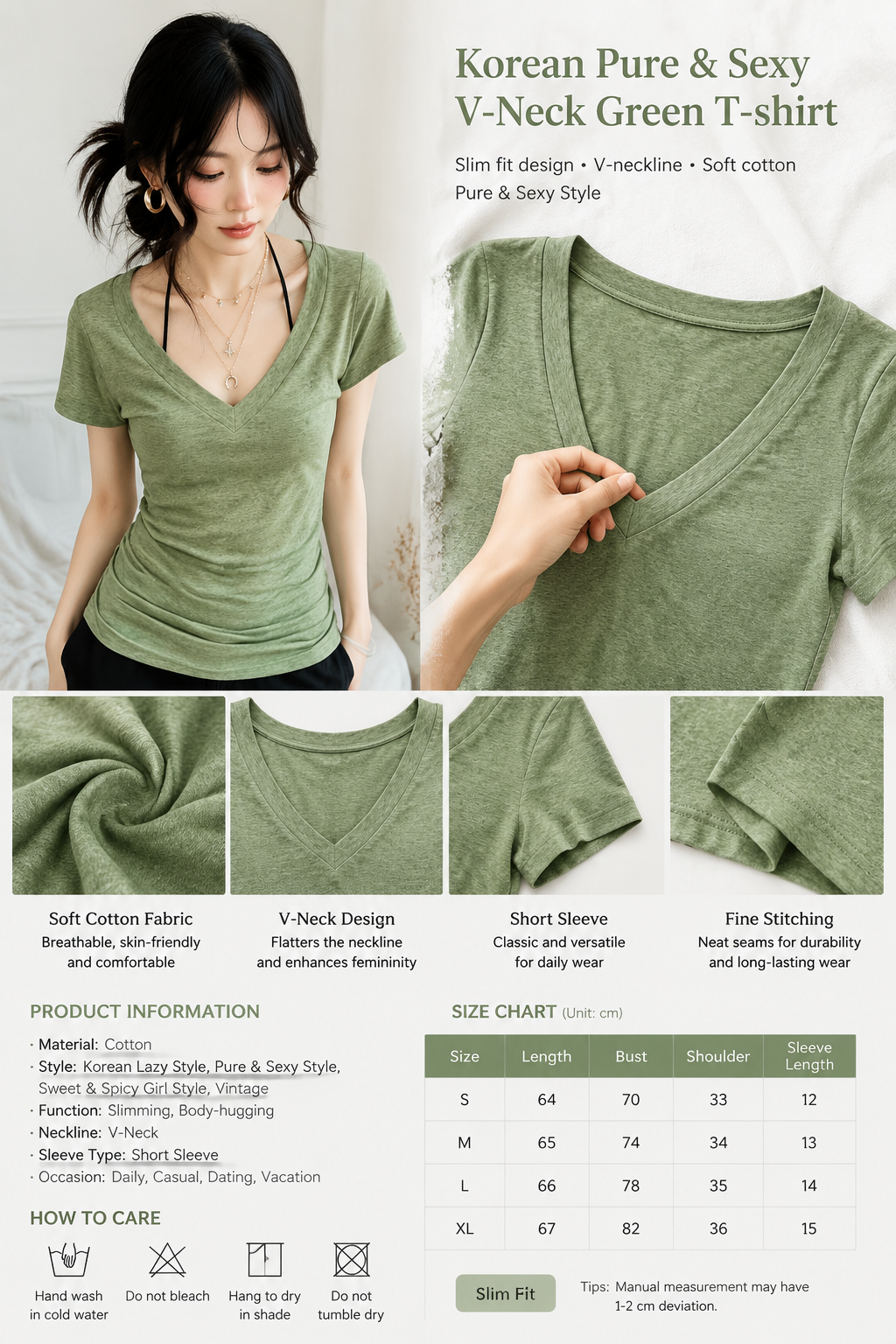 Korean V-neck Slim Tee