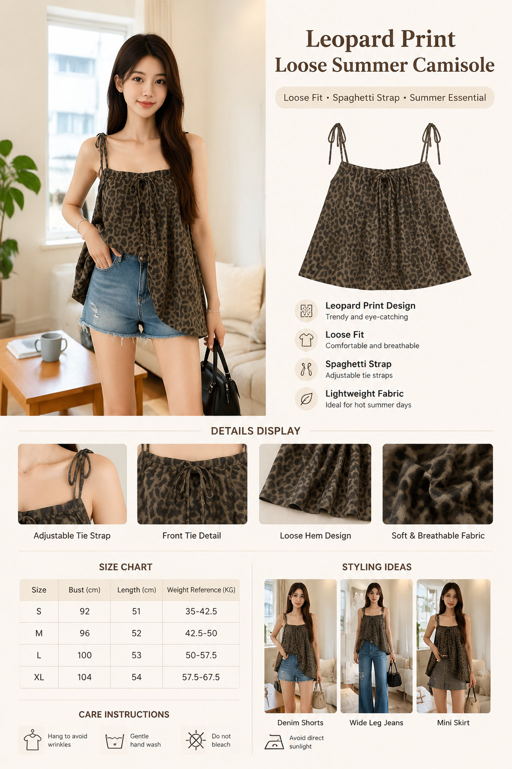 Leopard Spaghetti Strap Top