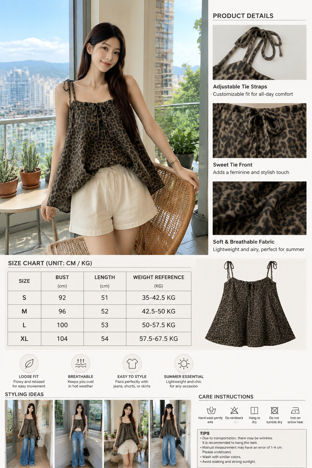 Leopard Spaghetti Strap Top
