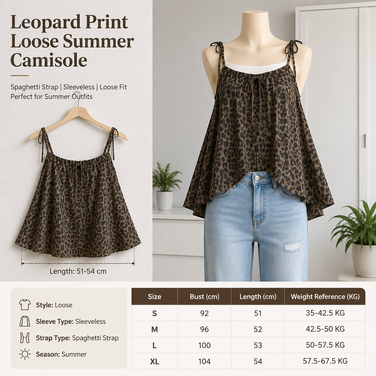 Leopard Spaghetti Strap Top