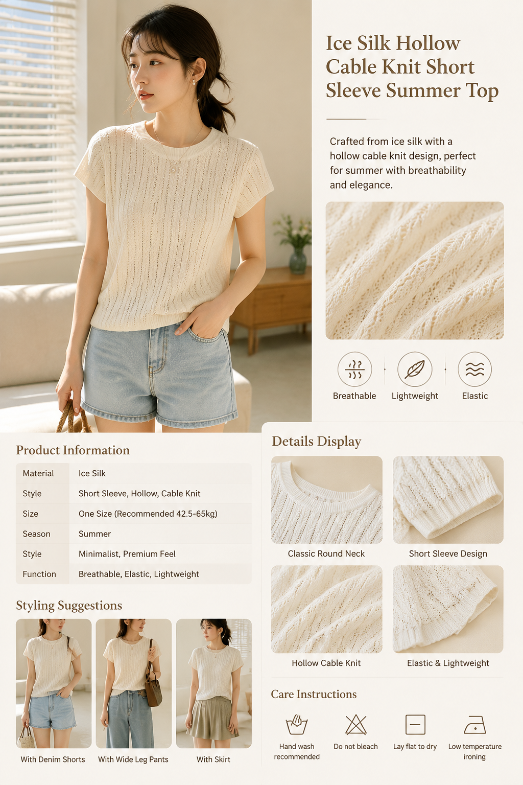 Summer Ice Silk Short Knit Top