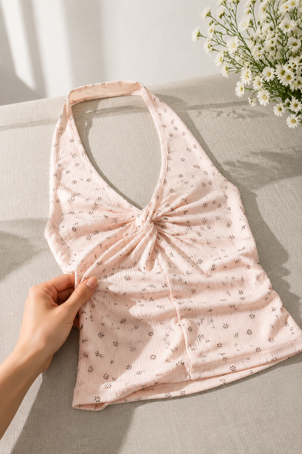 UNBDNS Floral Halter Tank Top