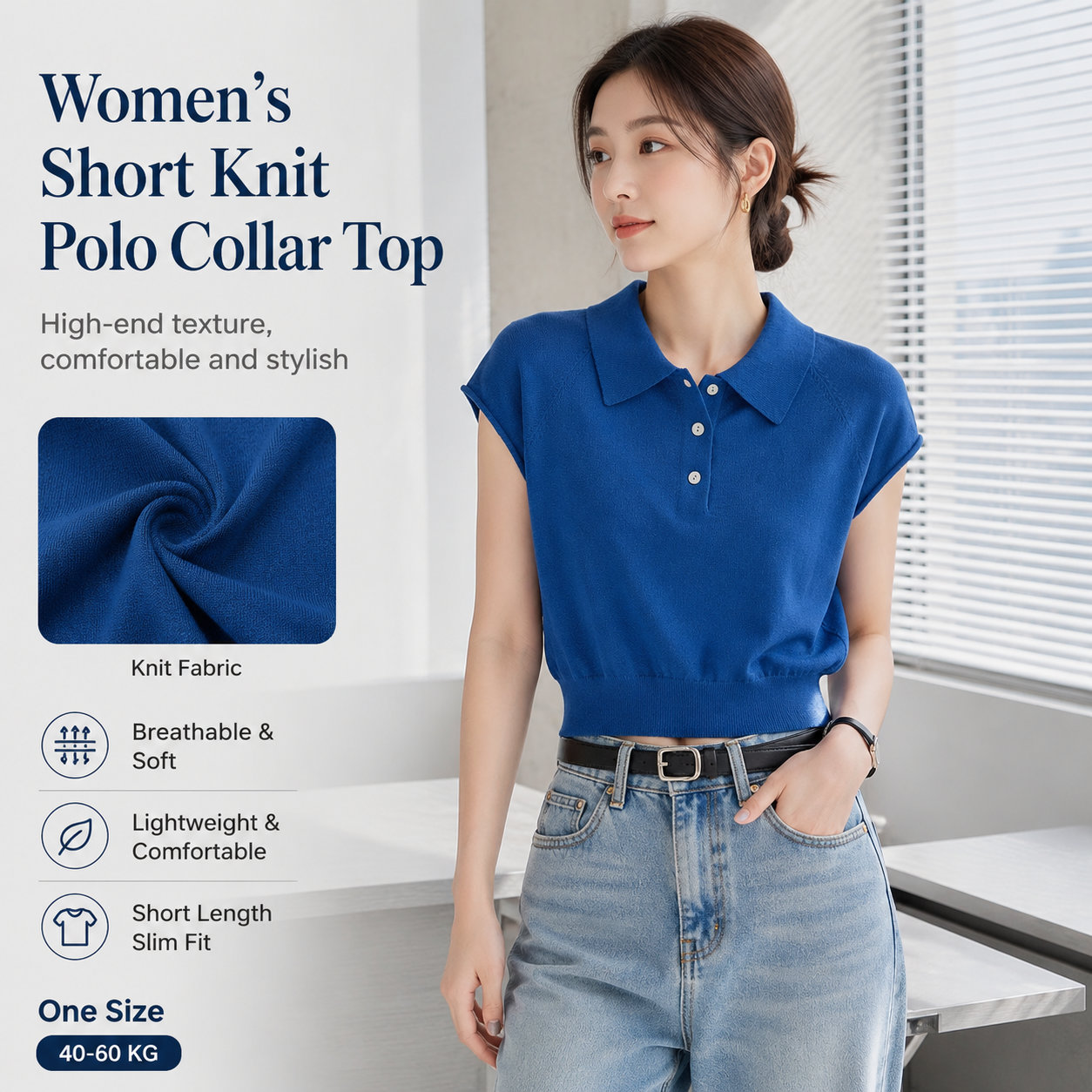 Women's Short Sleeve Knit Polo Shirt
