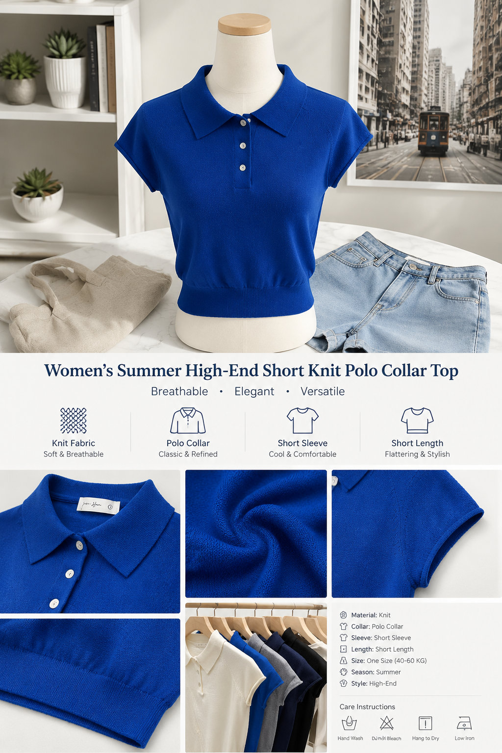 Women's Short Sleeve Knit Polo Shirt