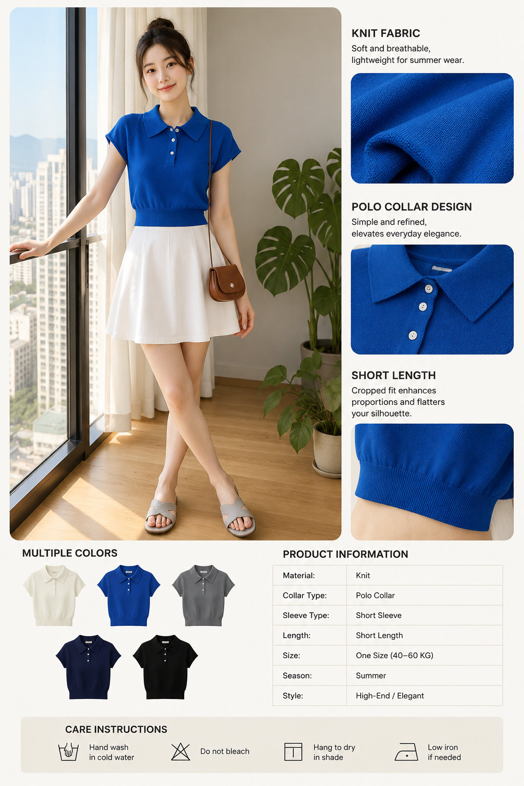 Women's Short Sleeve Knit Polo Shirt