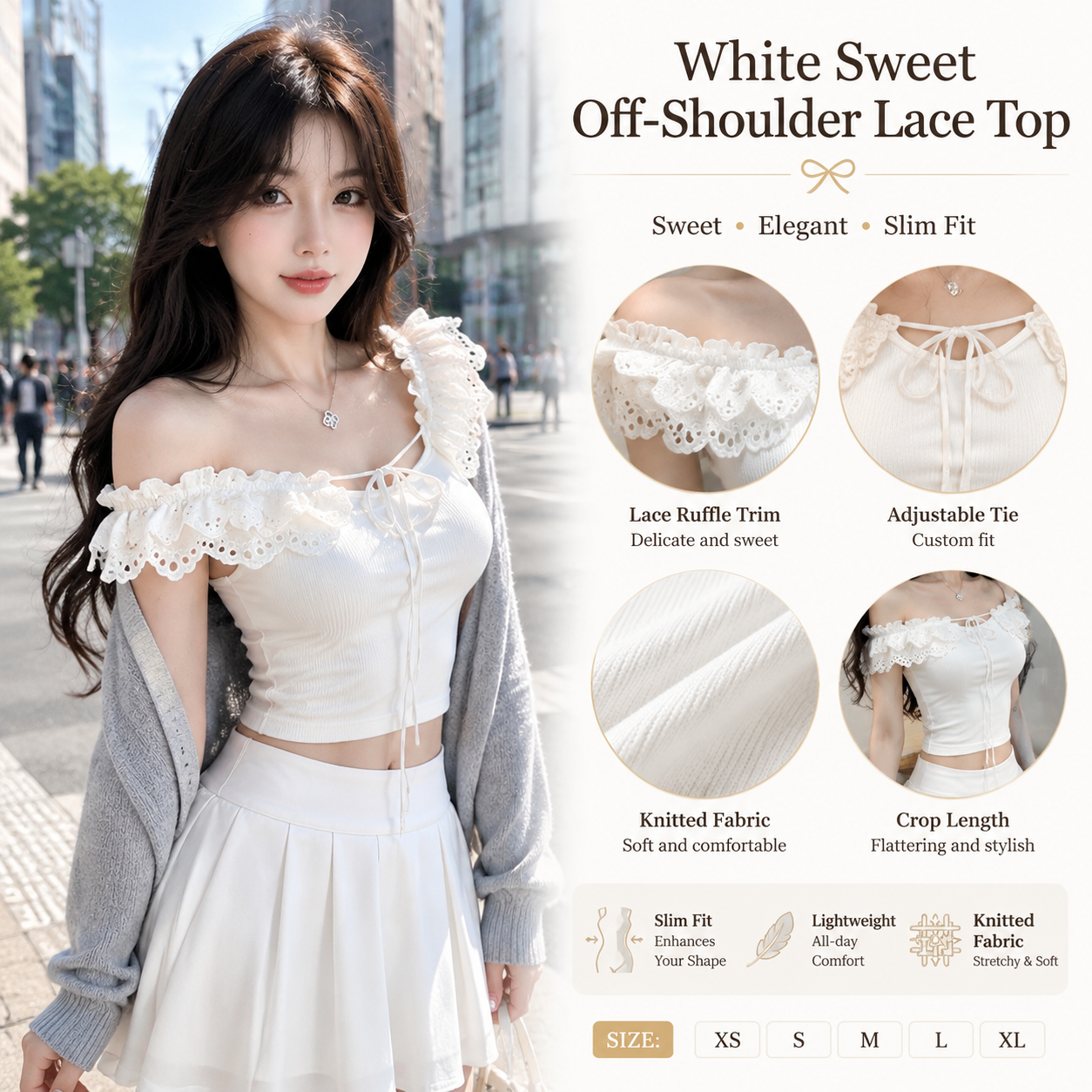 Women's Off-shoulder Lace Crop Top