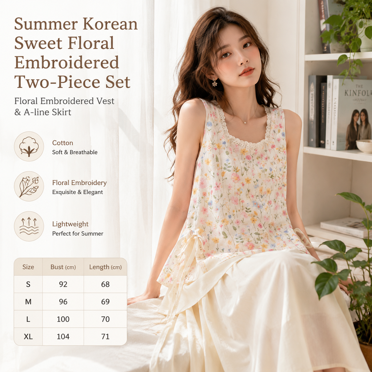 Korean Floral Skirt Vest Set