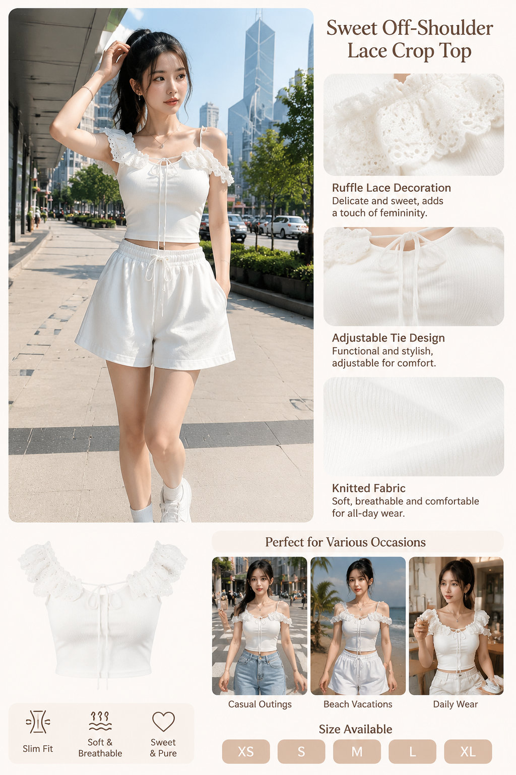 Women's Off-shoulder Lace Crop Top