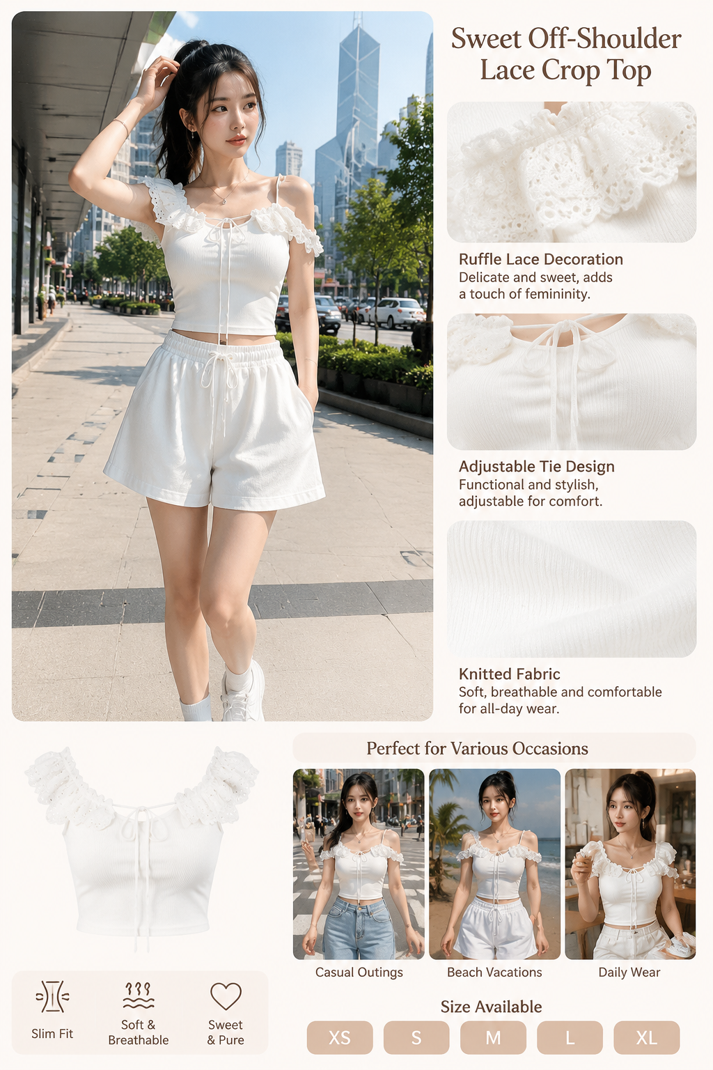 Women's Off-shoulder Lace Crop Top