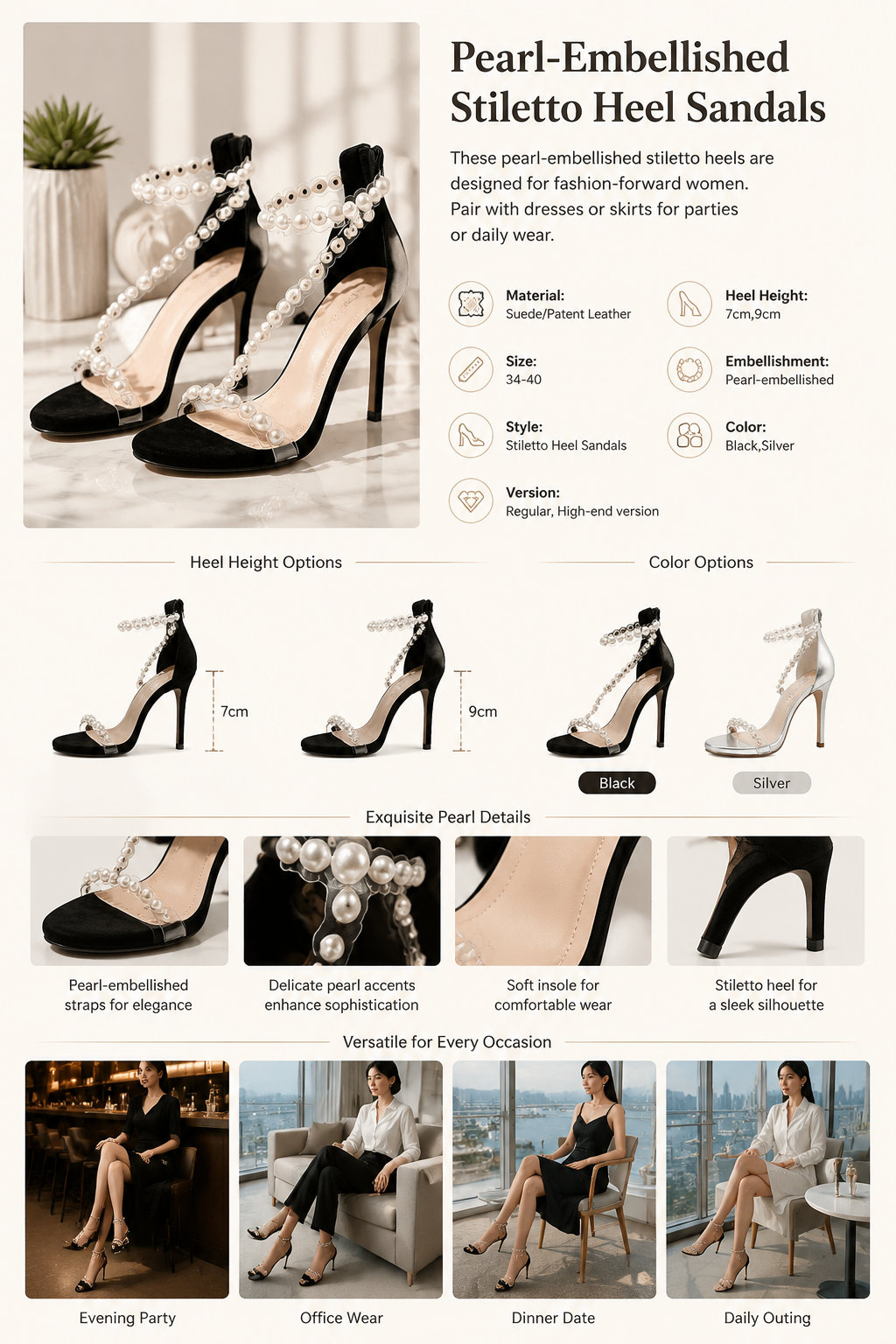 Pearl Stiletto Sandals