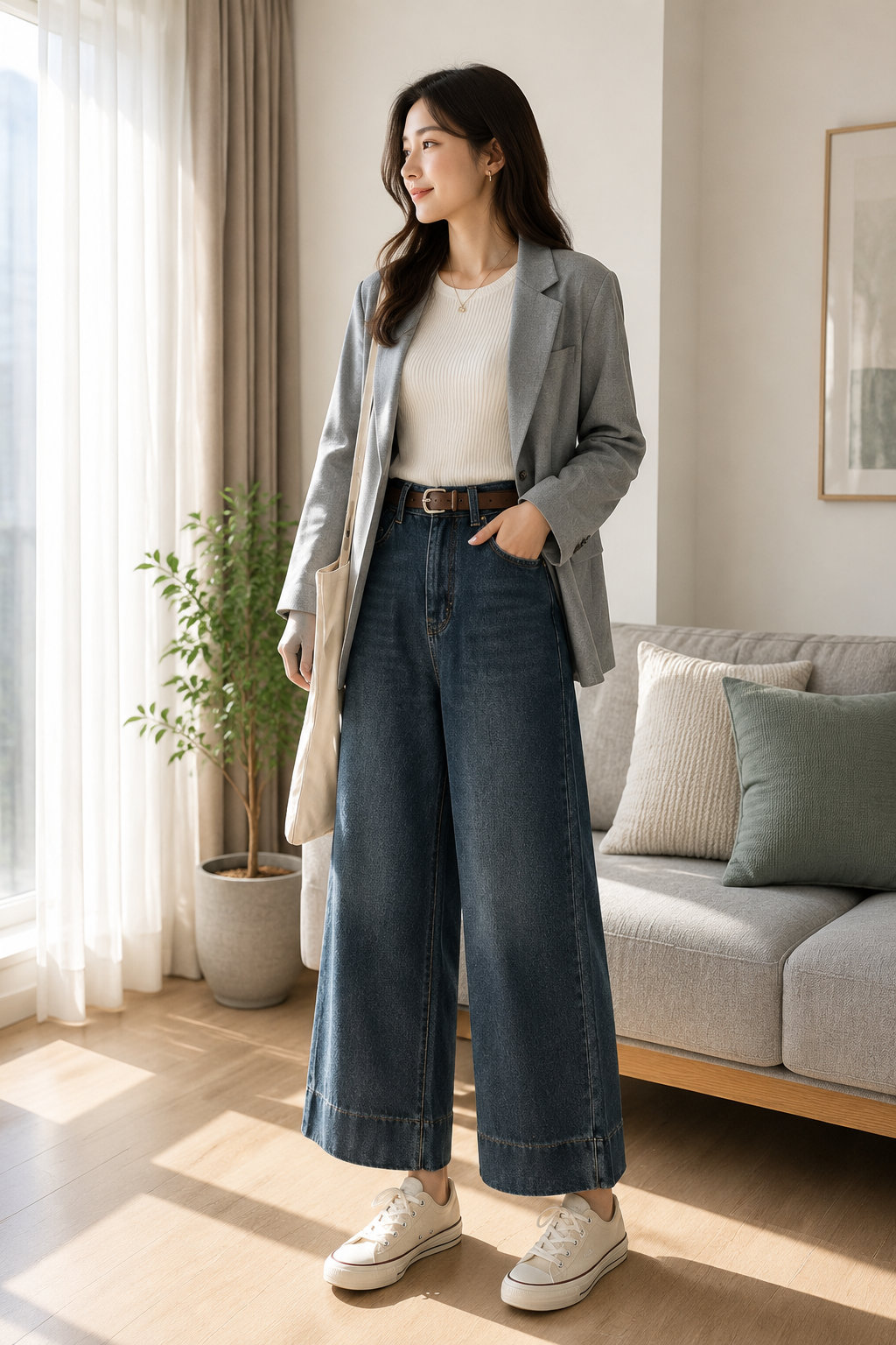 High-Waisted Wide-Leg Jeans