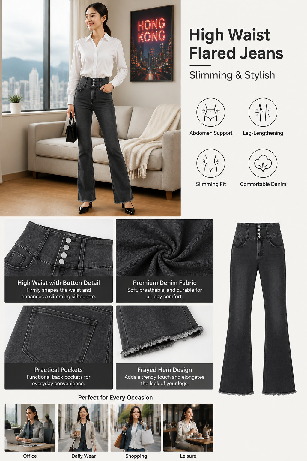 Women's High Waist Flared Denim Jeans