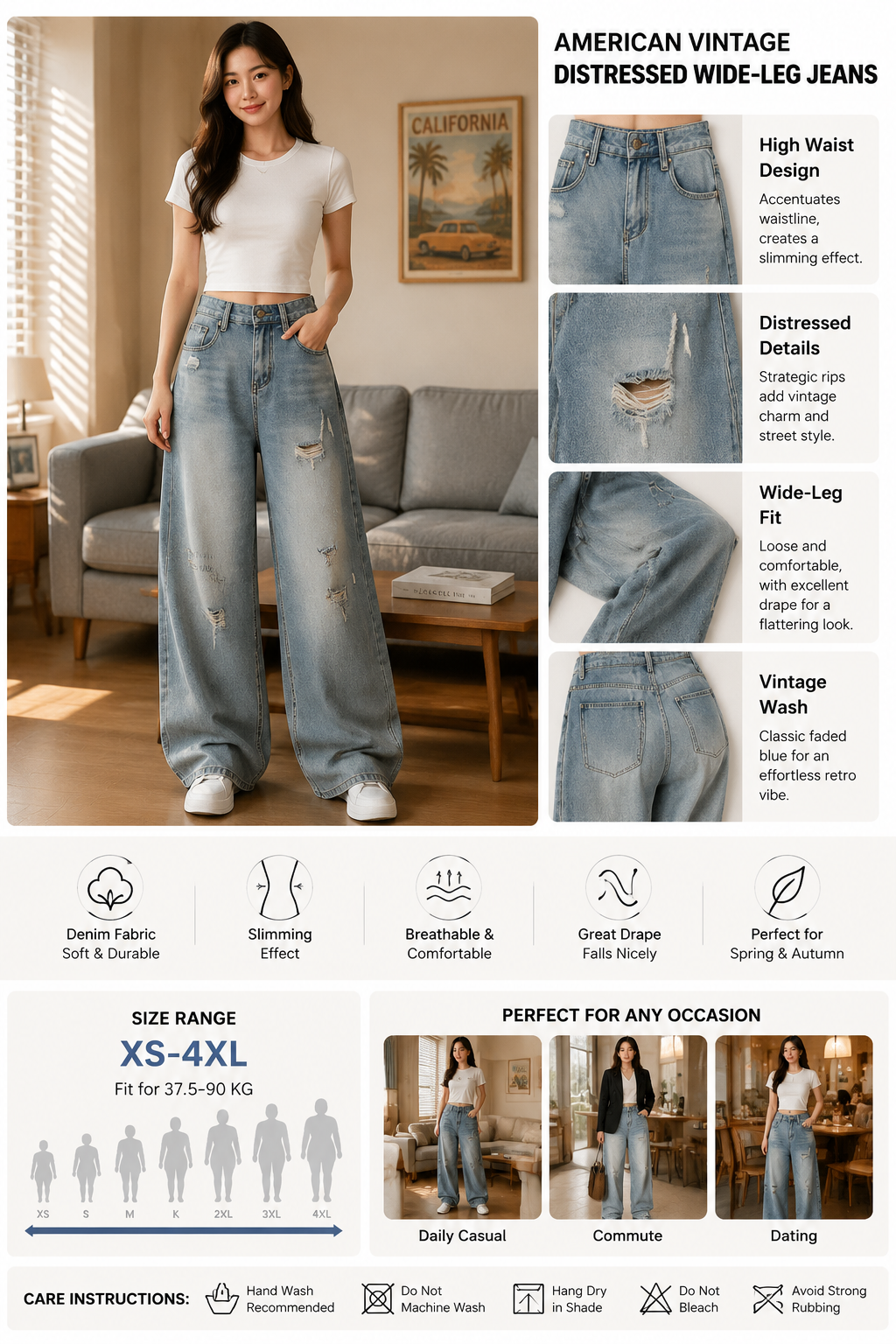 Women's Wide Leg Denim Pants