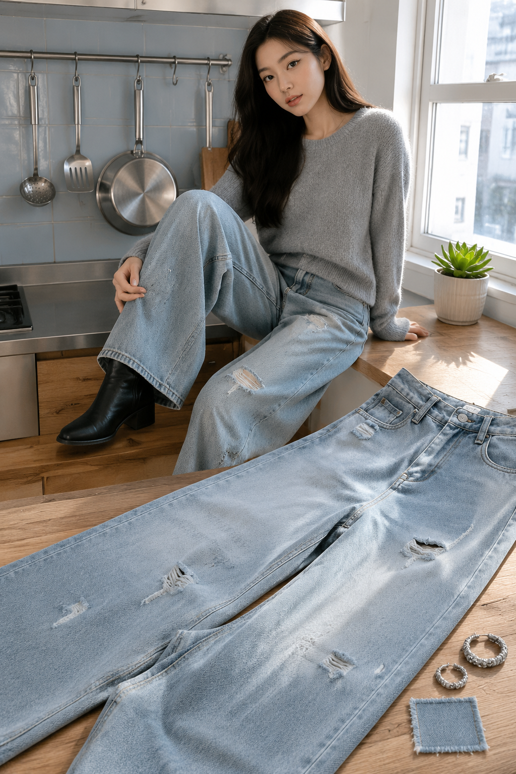 Women's Wide Leg Denim Pants
