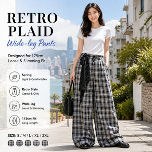 Retro Plaid Wide-leg Pants