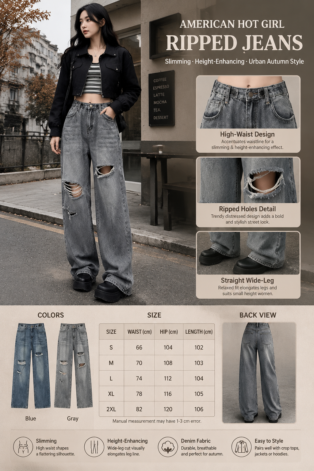 High Waist Ripped Denim Jeans