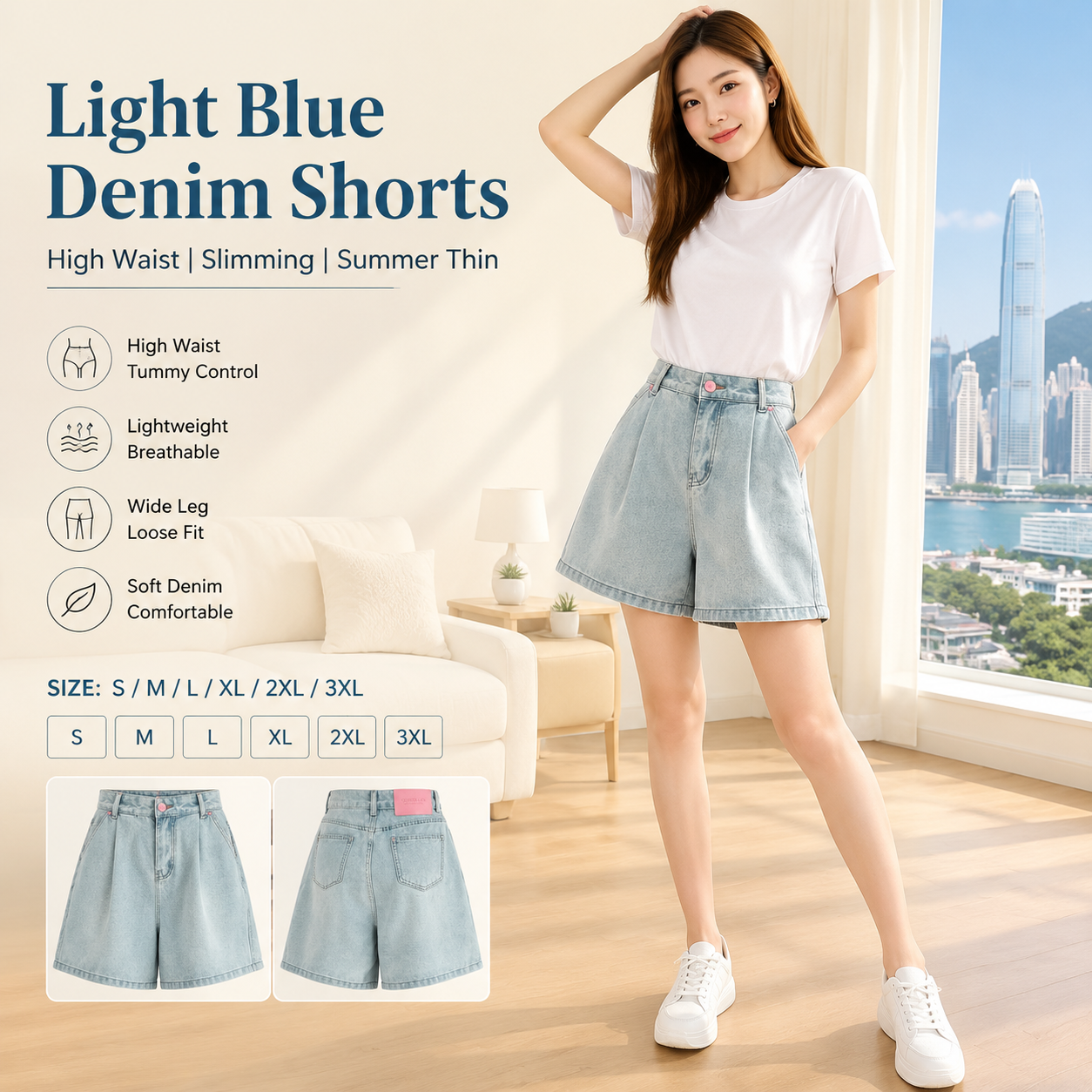 High Waist Loose Denim Shorts