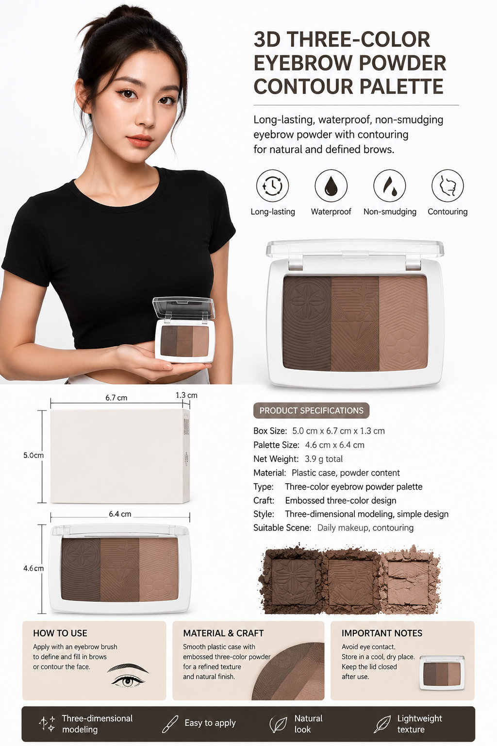 MAYCHEER 3-Color Eyebrow Powder
