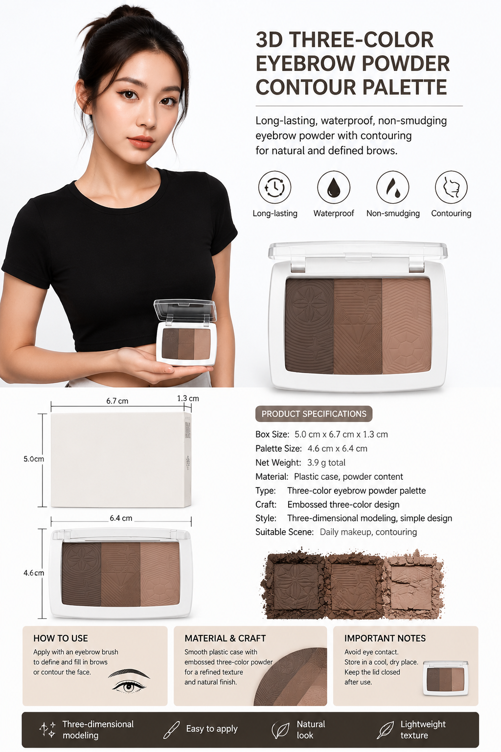 MAYCHEER 3-Color Eyebrow Powder