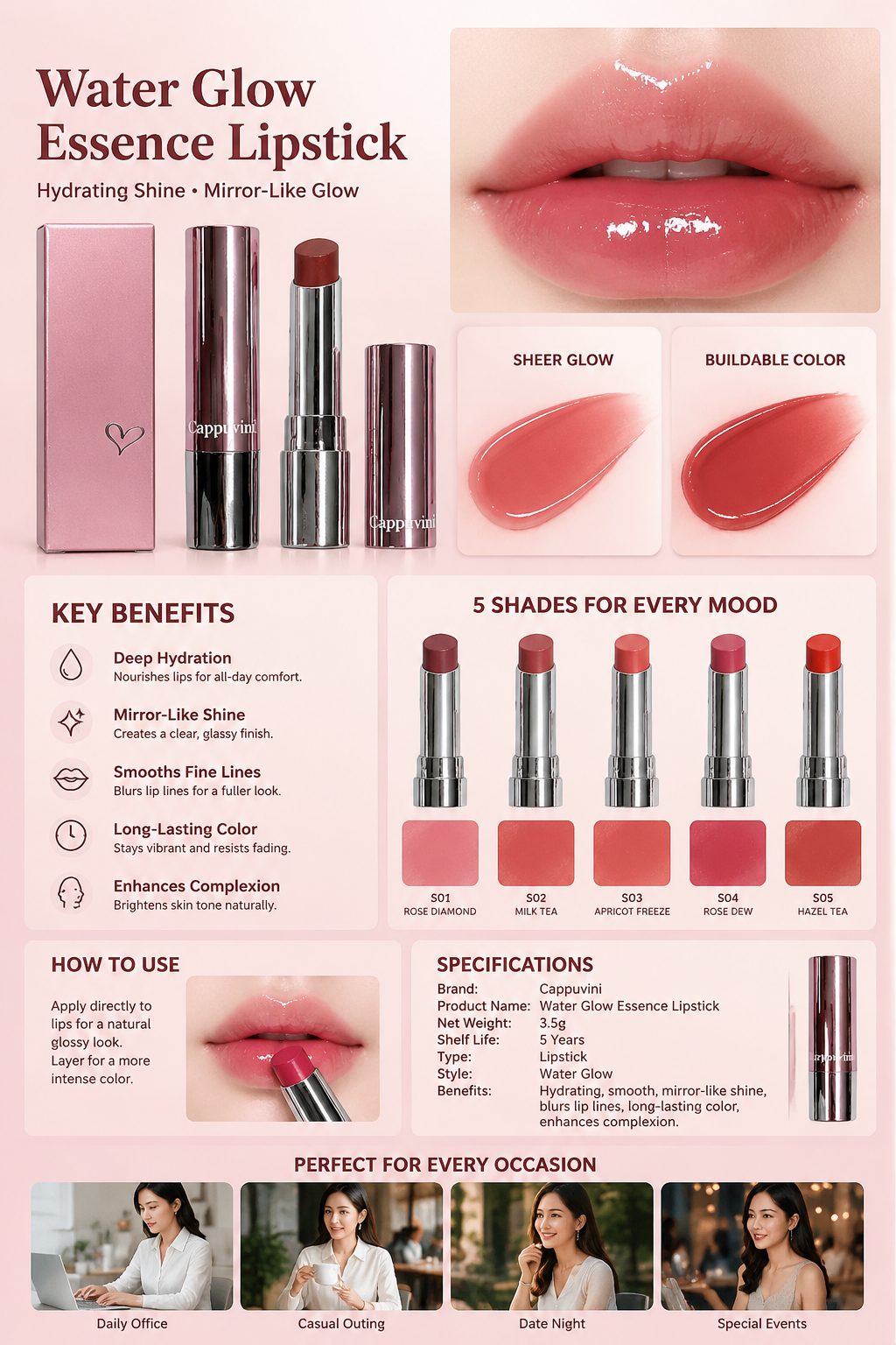 Cappuvini Hydra Glow Lipstick
