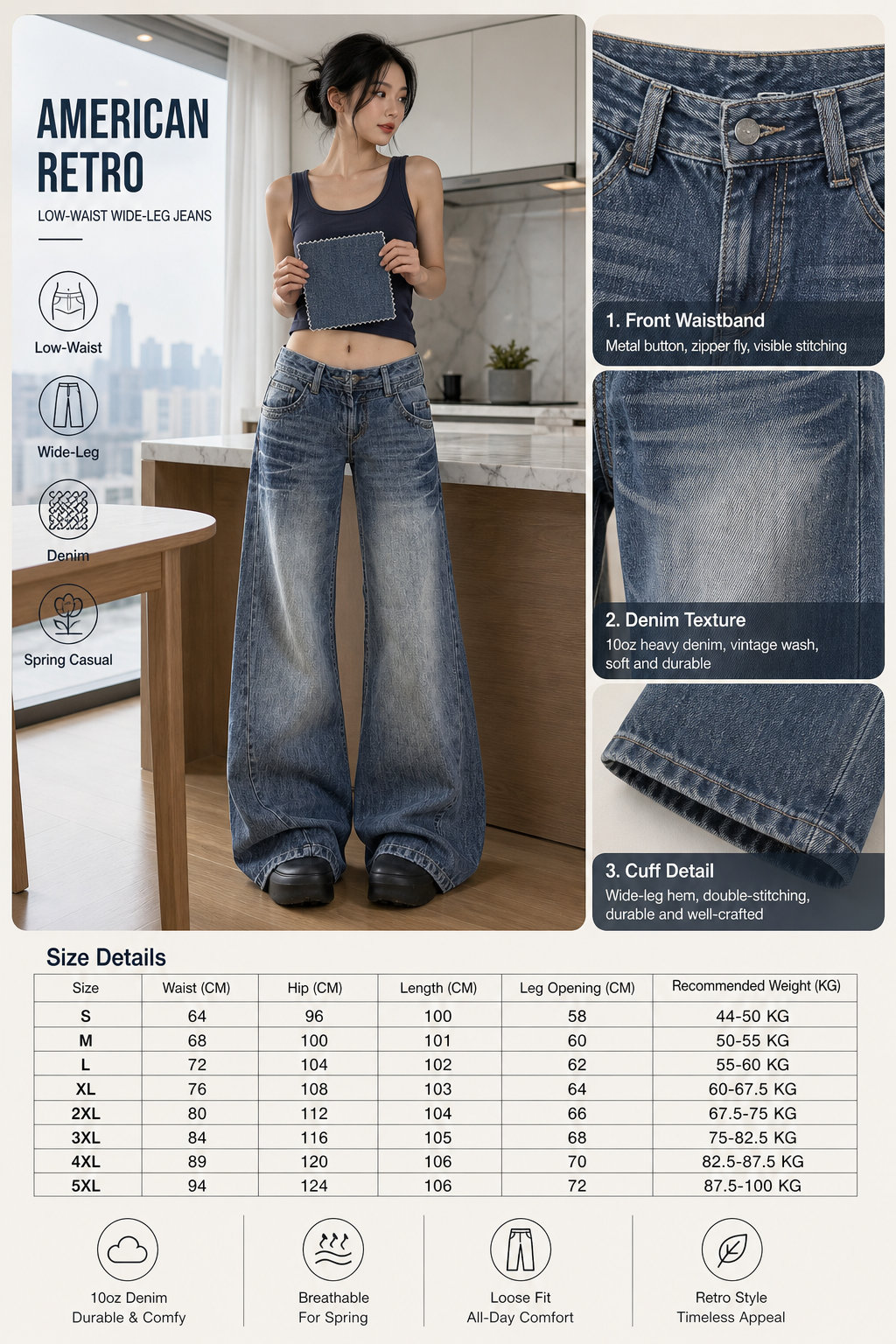 Women's Retro Low-Waist WideLeg Jeans