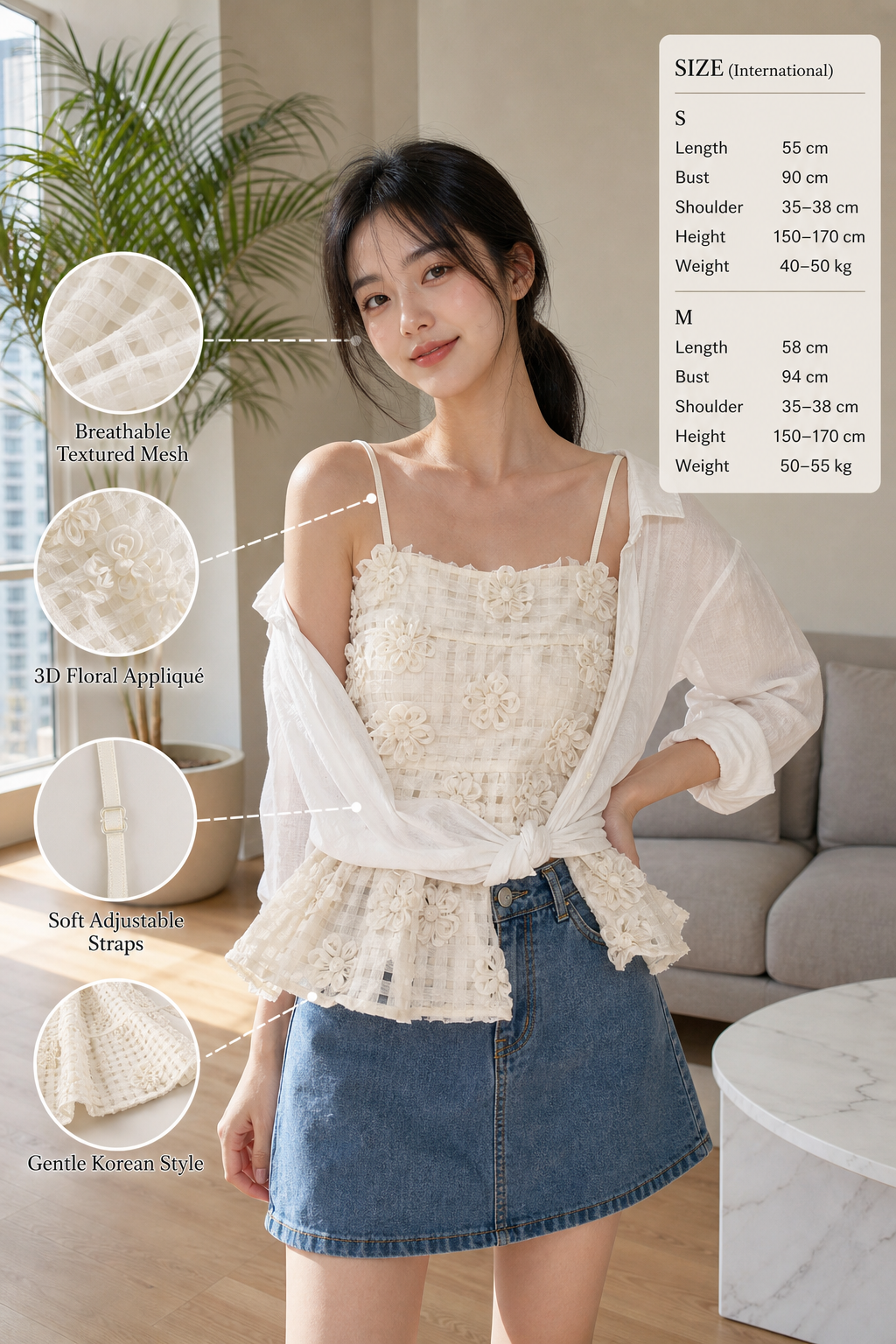 Korean Style Floral Summer Tank Top