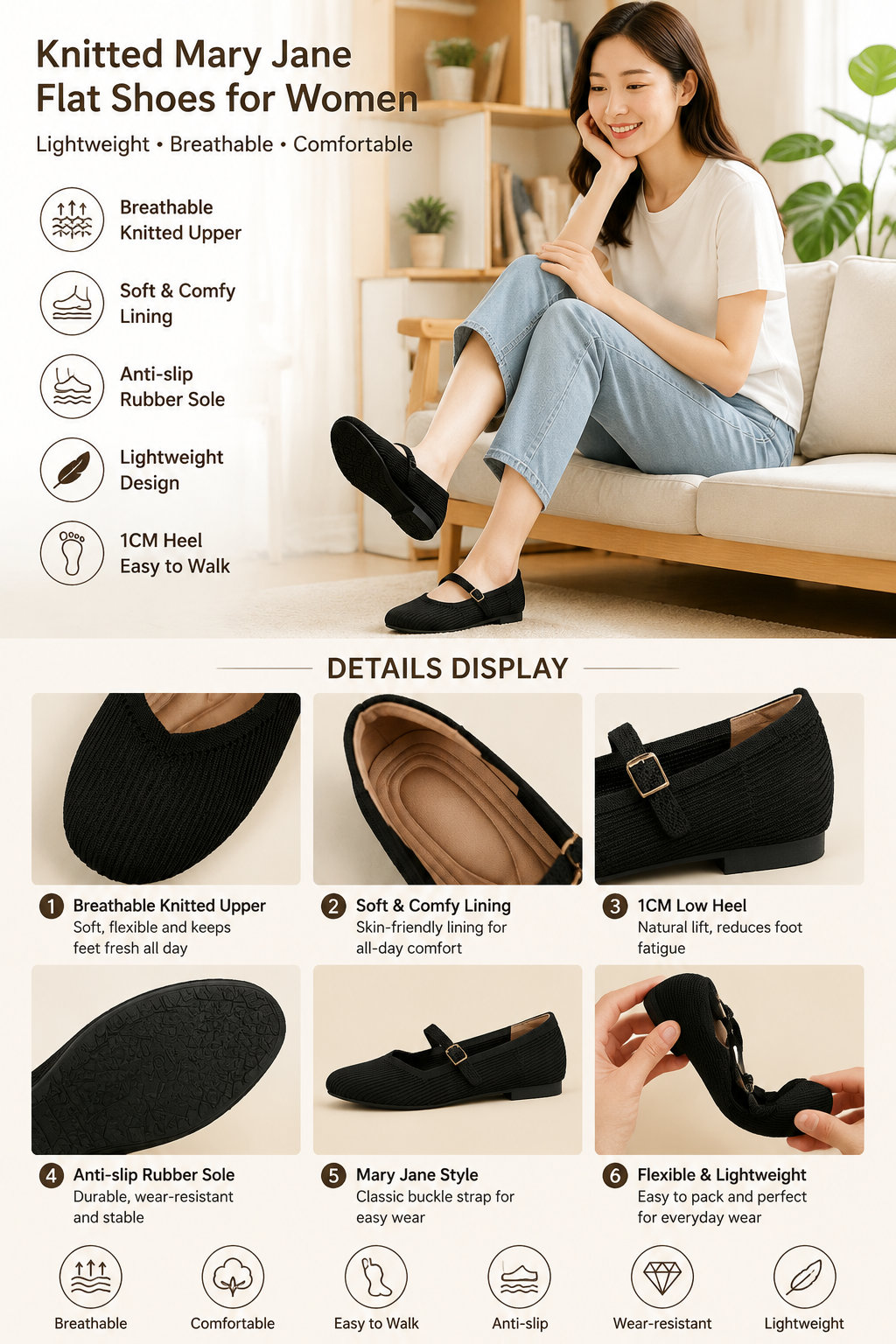 Women's Mary Jane Buckled Flats